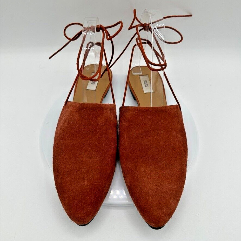 Closed Ankle Wrap Mules Womens Eur 38 Burnt Orange Suede Preppy City Sustainable - Picture 4 of 10